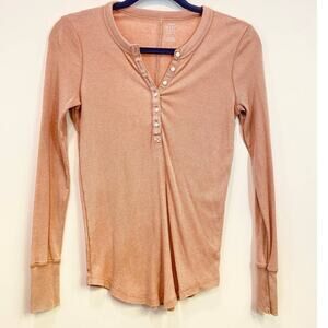 Real Soft By Aerie Thermal Tee Long Sleeve ,Layering Top Small Soft Pale  Brown
